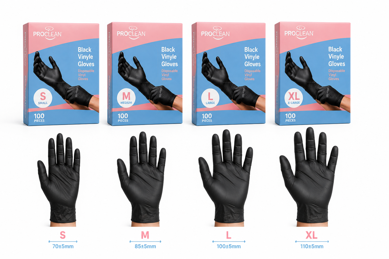 Gants Vinyle Noir Jetables – Boîte 100 Pièces – Image 3